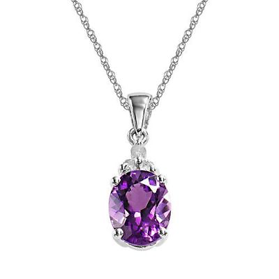 #ad 925 Sterling Silver Purple Amethyst Color Women#x27;s Crystal CZ Pendant Necklace $8.99