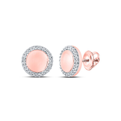 #ad 10K Rose Gold Womens Round Diamond Circle Earrings 1 10 Cttw $265.78