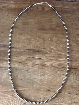 #ad Navajo Pearl Sterling Silver Saucer Bead Hand Strung 28quot; Necklace Jake $159.99