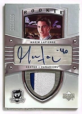 #ad 2005 06 UD Upper Deck The Cup Maxim Lapierre Rookie Patch Auto 199 RC #129 $49.99
