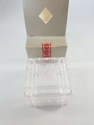#ad Vintage Jonal West Germany Crystal Glass Trinket Box Engraved unicorns On Top $11.30