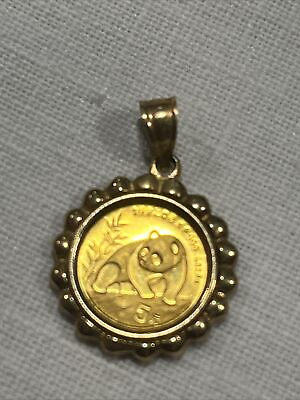 #ad 14k Gold Pendant W 24k Gold Coin 999 Gold Chinese Panda Coin 3.4 Grams $229.95