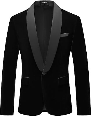 #ad Mens Velvet Blazer Slim Fit Tuxedo Suits Jacket Shawl Collar Solid Jacket Weddin $512.64