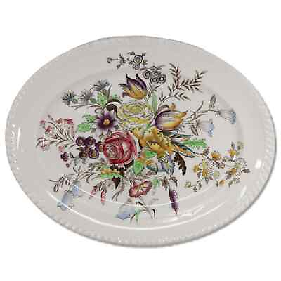 #ad Johnson Bros Garden Bouquet 12quot; Oval Serving Platter Windsor Ware Vintage 1940#x27;s $14.00
