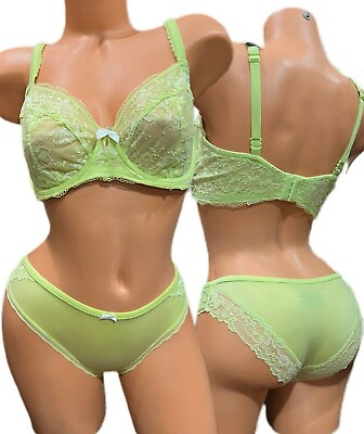 Victorias Secret Body By Victoria Set Demi Bra 36DD Cheekini Panty Medium Lime $52.19