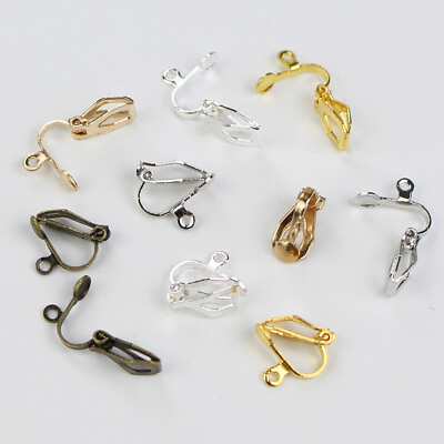 #ad 50Pcs Clip on Earring Findings Earwire Ear Clips Diy Jewelry Making Accessories $5.99