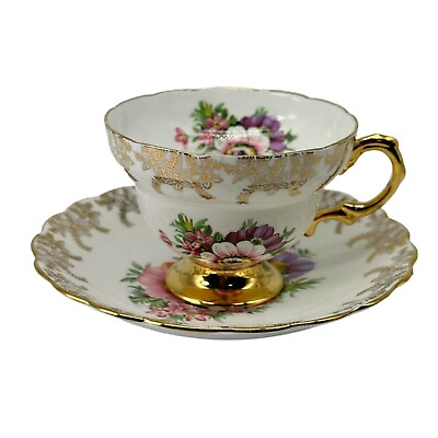 #ad Vintage Rosina Floral Blooms Teacup and Saucer Footed English Gift $17.25