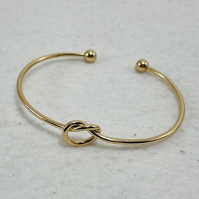 #ad Women Girl Knot Bracelet Cuff 7” Bangle Gold Tone Modern Jewelry Open Design New $20.99