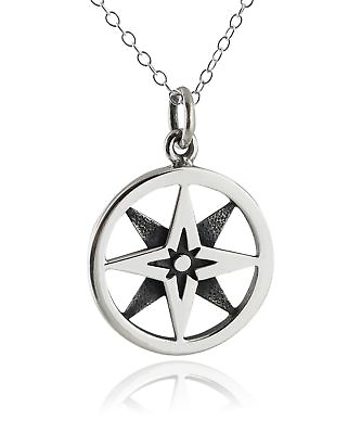 #ad North Star Compass Necklace 925 Sterling Silver Nautical Graduation Gift NEW $32.00