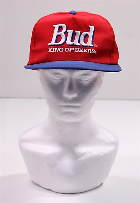 #ad Bud King of Beers Vintage 1990#x27;s 1980#x27;s Embroidered Snapback Hat Red Blue Rare $28.00