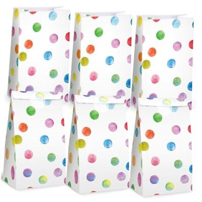 #ad 24PCS Party Favor Paper Bags Polka Dot Gift Bags Goodie Bags with Medium $12.78
