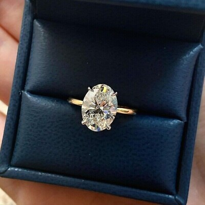 #ad 3Ct Oval Cut Certified VVS1 Moissanite Engagement Ring 14K Tone Tone Gold Plated $139.99