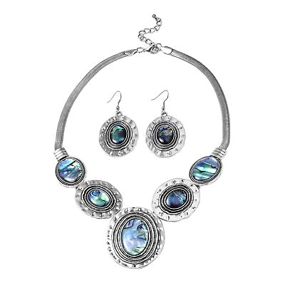 #ad Women Gorgeous Earrings Dangle Necklace Sets Abalone Shell Hammered 18 20quot; Gifts $20.88