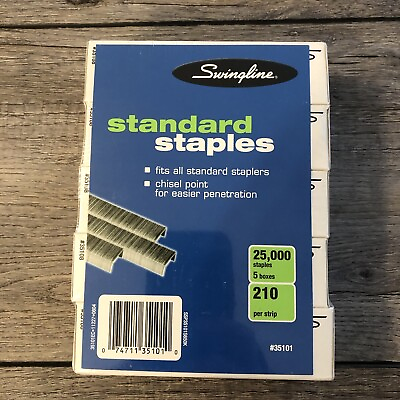 #ad Swingline Standard Staples Lot Of 5 Boxes; Chisel Point 5000 Box; 25000 Total $9.25