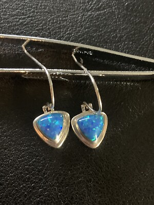 #ad Sterling Silver Synthetic Opal Dangle Earrings $19.99