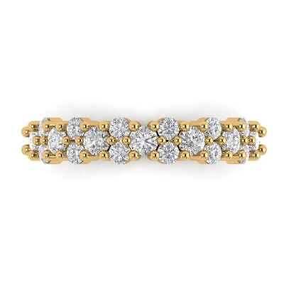 #ad 0.90 ct Round Wedding Bridal Promise Band Ring 14k Yellow gold simulated diamond $260.29