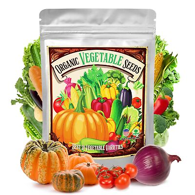 #ad Organic Vegetable Seeds 21 Varieties 7000 Heirloom Seeds Gift Pack Non GMO Veg $13.01
