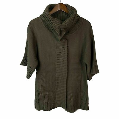 #ad Tally Ho Womens Sz S sweater Longer length 3 4 sleeve placket snap closure A57 $23.96