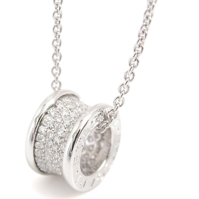 #ad Bvlgari B.Zero1 18K White Gold Pave Diamond Necklace 46cm 18.11in 14.6g w Box $8789.43