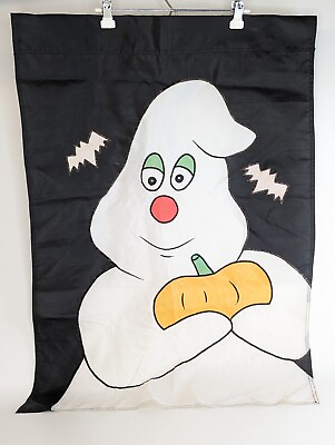 #ad Vintage Polyester Yard Flag Halloween Ghost Witch Pumpkin 42quot;X29quot; $12.97