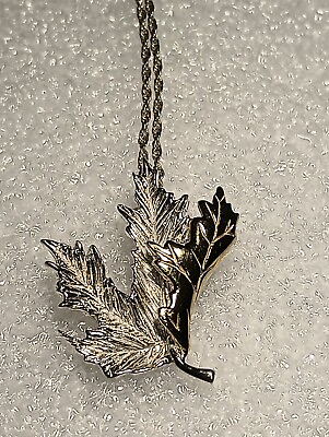 #ad Maple Leaf 925 Sterling Silver Pendant Necklace $26.00