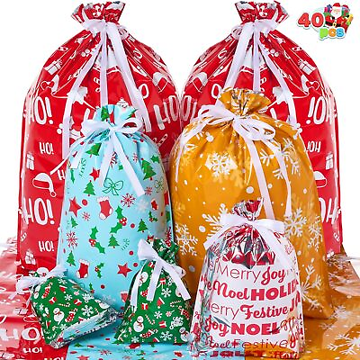 #ad #ad 40 PCS Christmas Drawstring Goodie Gift Bags Assorted Sizes for Xmas Gift $26.99