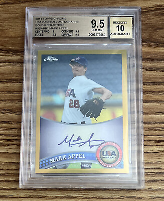 #ad TOPPS USA 🇺🇸 MARK APPEL ASTROS 2011 CHROME AUTO GOLD REFRACTOR 18 50 BGS 9.5🔥 $299.99