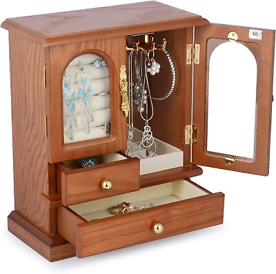 #ad Wooden Jewelry Box for Women Graduation Gift Solid Jewelry Holder Organizer M $100.00