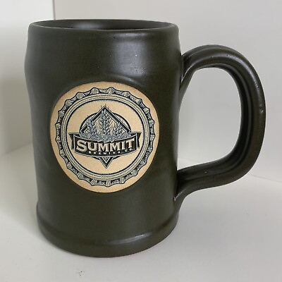 #ad Deneen Pottery Summit Brewing Coffee 2012 Beer Mug Cup Brown Matte glaze $67.19