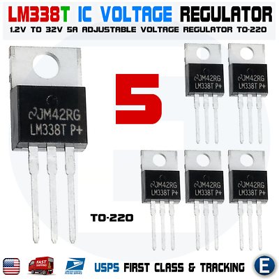 #ad 5pcs LM338T LM338 Adjustable Regulator 5A 1.2V To 32V TO 220 LM317 replacement $5.89