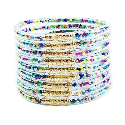 #ad 9pcs set Filled Jelly Bangles Set Glitter Buddha Bracelet Girls AU $13.04