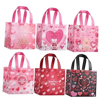 #ad 12Pcs Valentine Gift Bags for Kids With Handles Valentine Day Bags for 12pcs $24.63