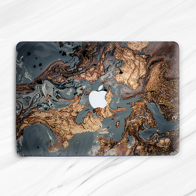 #ad Gray Black Gold Oil Marble Hard Case Cover For Macbook Air 11 13 Pro 13 14 15 16 $28.46