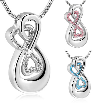 #ad Infinity Locket Memorial Necklace for Ashes of Loved One Cremation Ashes Jewelry $8.99