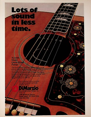#ad 1979 DiMarzio Acoustic Guitar Quick Mount Pickup Vintage Ad $11.50