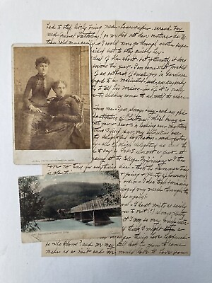 #ad Antique 1890s Photo and Letter Family Black and White Vintage Portrait $16.95