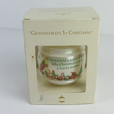 #ad Hallmark 1983 Tree Ornament quot;Grandchild#x27;s First Christmasquot; Vintage Original Box $10.99