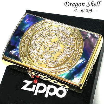 #ad Zippo Oil Lighter Dragon Shell Gold Mirror Brass Regular Case Japan $120.49