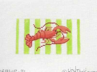 #ad Kate Dickerson Rect 2X4 Lobster Insert Ornament Handpainted Needlepoint Canvas $45.00