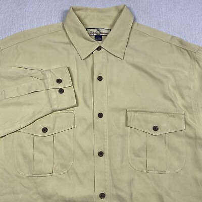 Tommy Bahama Shirt Mens Medium Yellow Button Up Long Sleeve Adult $17.95
