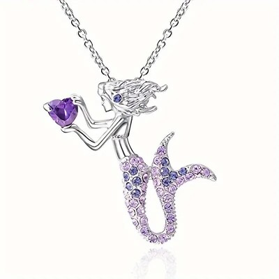 #ad Purple Cute Mermaid Pendant Necklace Fashion Jewelry Birthday Gift Women Girl $9.98