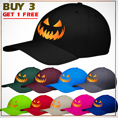 #ad Halloween Pumpkin Face Baseball Cap Scary Horror Movie New USA Outdoor Gift Hats $11.99
