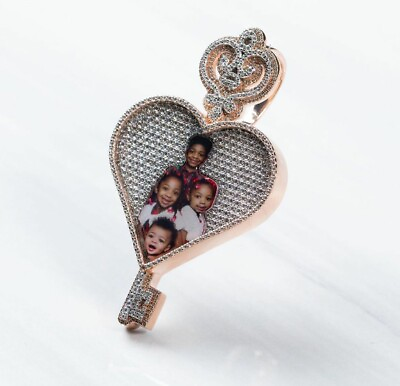 #ad Valentine Day Gift Cubic Zirconia Men#x27;s Heart Key Memory Pendant 925 Silver $265.99