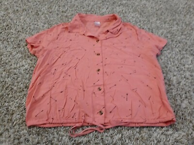 #ad No Boundaries Womens Blouse Shirt Size XL Pink All Over Arrow Print Short Sleeve $7.99