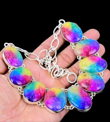 #ad Rainbow Solar Quartz Necklace 925 Sterling Silver Necklace Gemstone Necklace $198.00