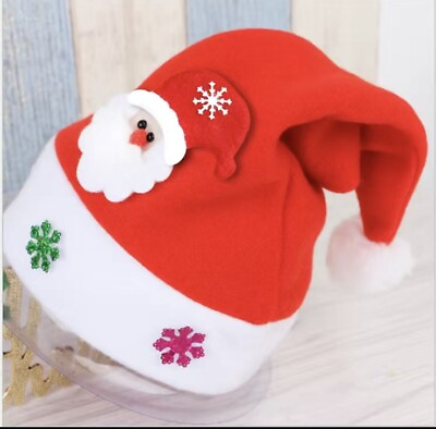 #ad SANTA CLAUS HAT RED CHRISTMAS HATS For Adult 2 pcs Colorful Light Small Size $5.94