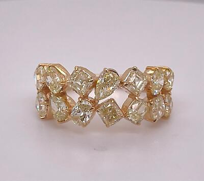 #ad Stunning 18K Gold 3.35ctw Natural Multi Shape Fancy Light Yellow Diamond Ring $4295.00