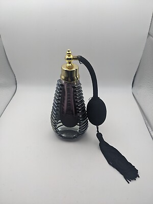 #ad Vintage Art Glass Purple Perfume Bottle With Atomizer 6.5quot; $26.99