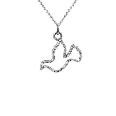 #ad Sterling Silver Dove Pendant Necklace $85.49