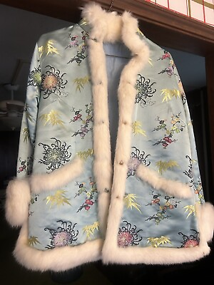 #ad Custom Made Women’s Chinese S M Blue Jacket With Floral Pattern amp; Lined $29.99